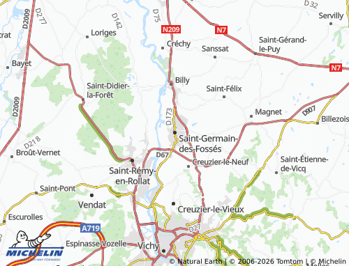 Carte MICHELIN Saint-Germain-des-Fossés - ViaMichelin