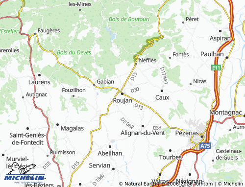 Mappa MICHELIN Roujan - ViaMichelin