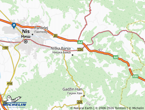 MICHELIN Niška Banja map - ViaMichelin