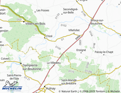 Carte MICHELIN Villiers-sur-Chizé - ViaMichelin
