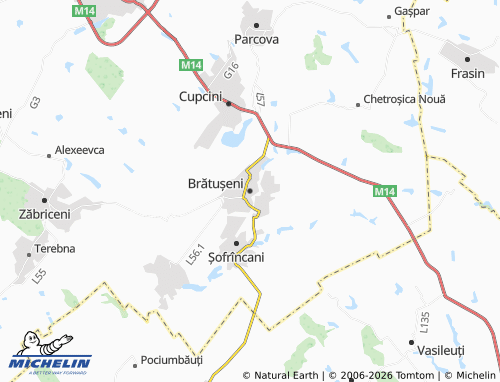 Kaart MICHELIN Brătușeni - ViaMichelin