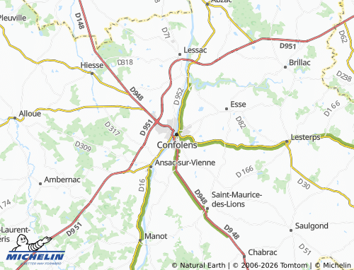 Mappa MICHELIN Confolens - ViaMichelin