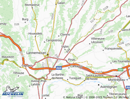 MICHELIN Uglas map - ViaMichelin