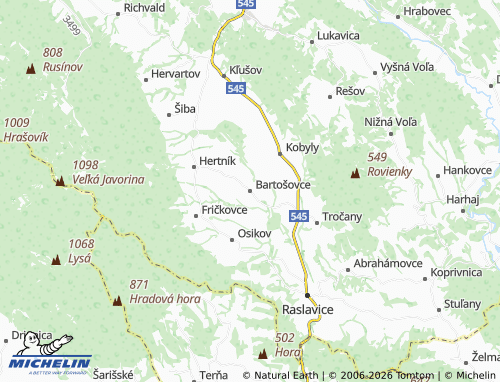 MICHELIN-Landkarte Bartošovce - ViaMichelin