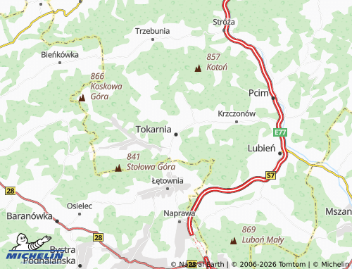 MICHELIN Tokarnia map - ViaMichelin