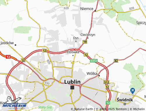 MICHELIN Elizówka map - ViaMichelin
