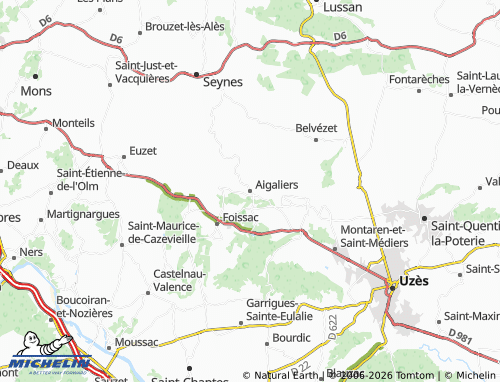 Mapa MICHELIN Aigaliers - ViaMichelin