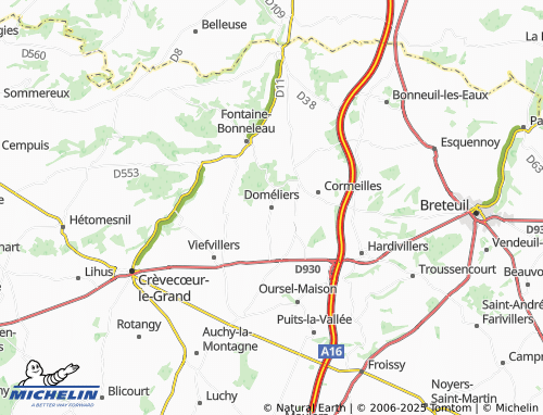 MICHELIN Doméliers map - ViaMichelin