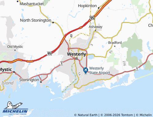 Mapa MICHELIN Westerly - ViaMichelin