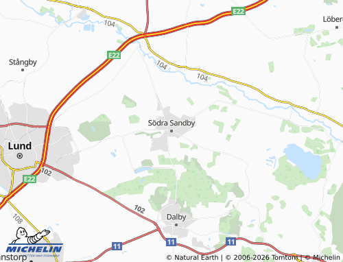 Carte MICHELIN Södra Sandby - ViaMichelin