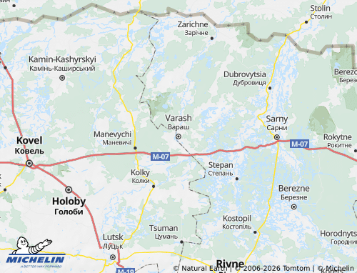 MICHELIN Varaskyi raion map - ViaMichelin