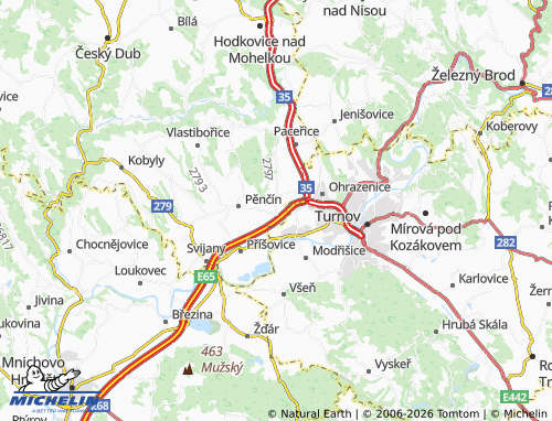 Mapa MICHELIN Čtveřín - ViaMichelin