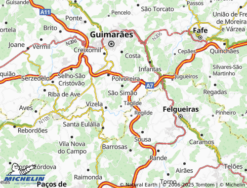 MICHELIN Vizela-São Faustino map - ViaMichelin