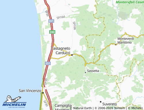 Mappa MICHELIN Castagneto Carducci - ViaMichelin