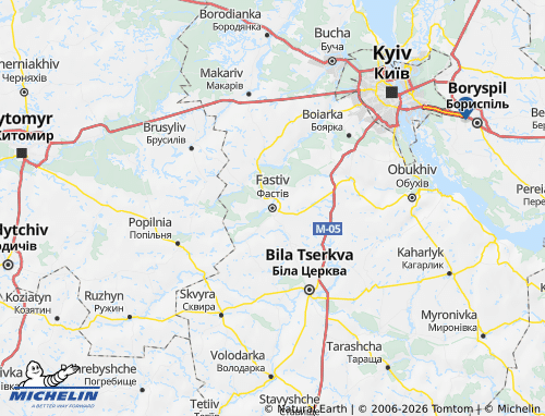 Mappa MICHELIN Fastivskyi raion - ViaMichelin