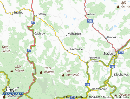 MICHELIN Milínov map - ViaMichelin