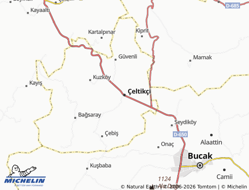 Kaart MICHELIN Çeltikçi - ViaMichelin