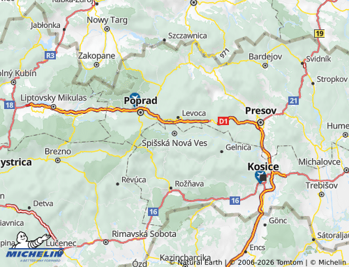 MICHELIN Spišská Nová Ves map - ViaMichelin