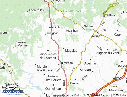 MICHELIN Magalas map - ViaMichelin
