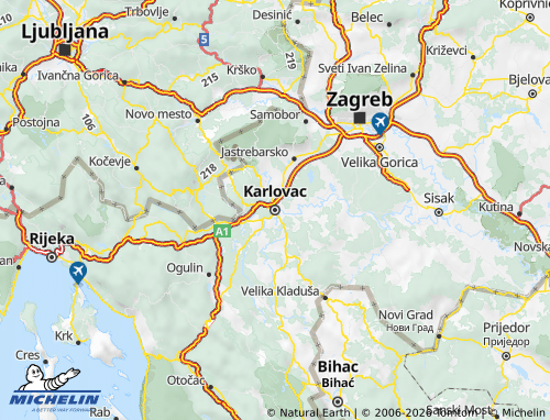 Mapa MICHELIN Karlovačka - ViaMichelin