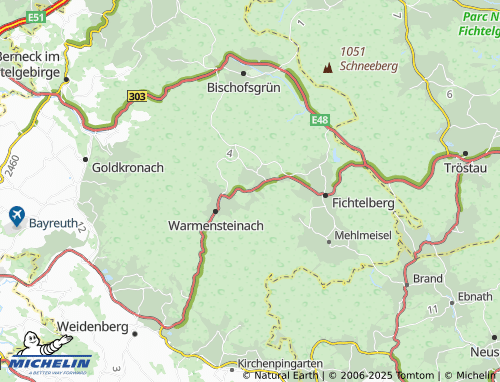 MICHELIN-Landkarte Oberwarmensteinach - ViaMichelin
