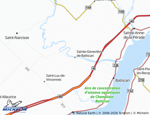 Kaart MICHELIN Sainte-Geneviève-de-Batiscan - ViaMichelin