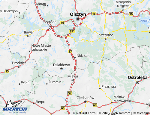 MICHELIN Nidzicki map - ViaMichelin
