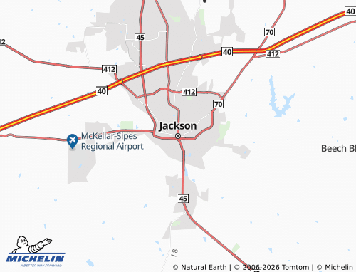Carte MICHELIN Jackson - ViaMichelin