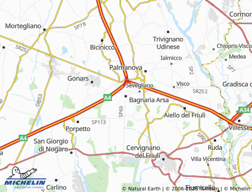 Mappa MICHELIN Bagnaria Arsa - ViaMichelin