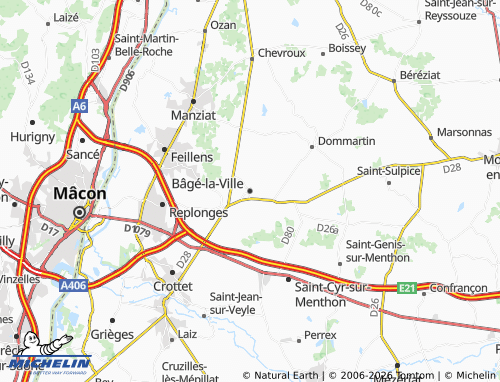 Carte MICHELIN Bâgé-la-Ville - ViaMichelin