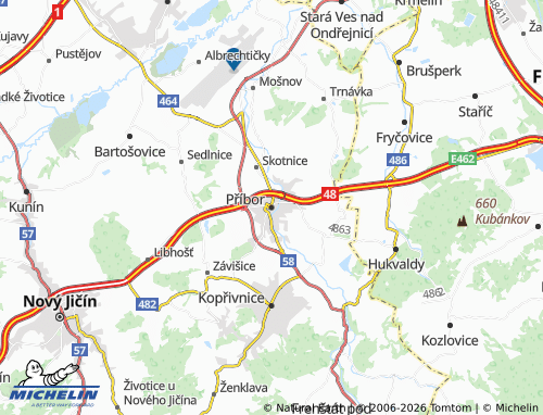 MICHELIN Příbor map - ViaMichelin