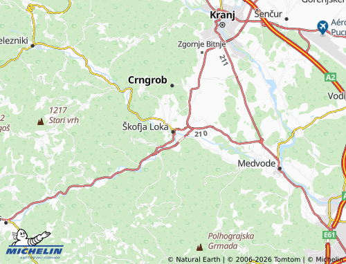 MICHELIN-Landkarte Škofja Loka - ViaMichelin