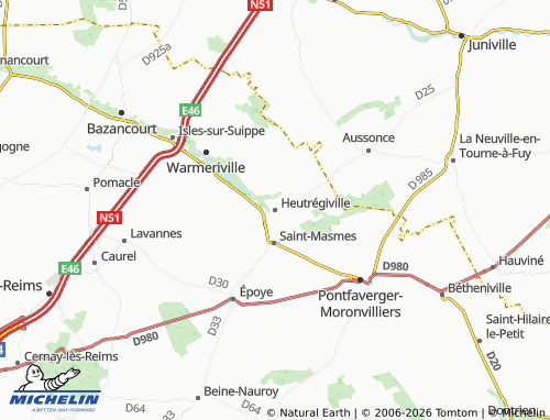 Mappa MICHELIN Heutrégiville - ViaMichelin