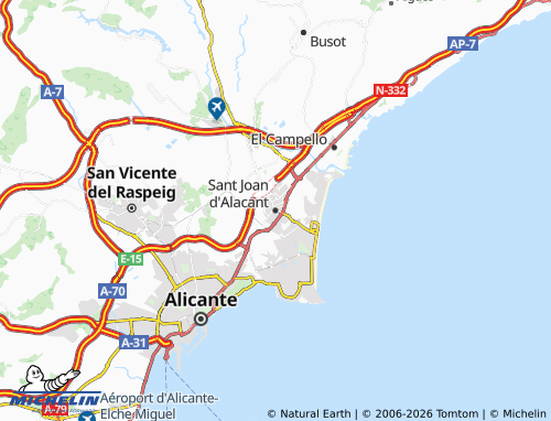 Carte MICHELIN Sant Joan d'Alacant - ViaMichelin