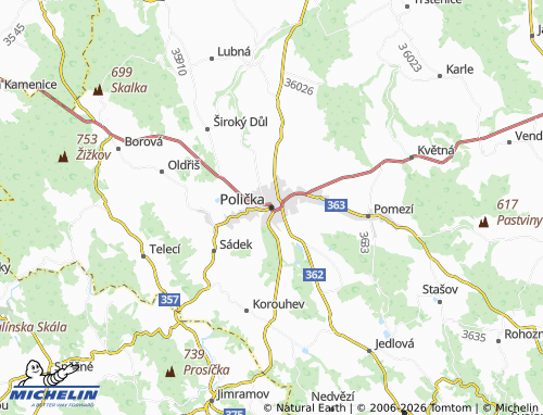 Carte MICHELIN Polička - ViaMichelin