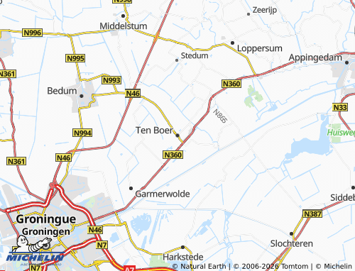 MICHELIN Ten Boer map - ViaMichelin