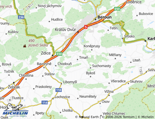 Mappa MICHELIN Tmaň - ViaMichelin