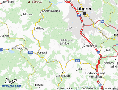Mapa MICHELIN Světlá pod Ještědem - ViaMichelin
