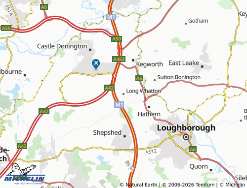 Carte MICHELIN Long Whatton - ViaMichelin