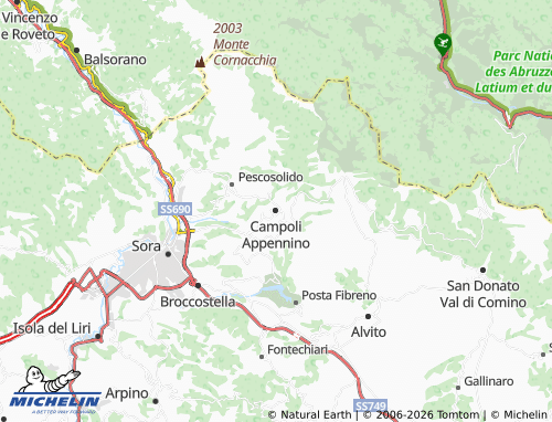 MICHELIN Campoli Appennino map - ViaMichelin