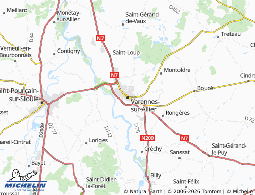 Carte MICHELIN Varennes-sur-Allier - ViaMichelin