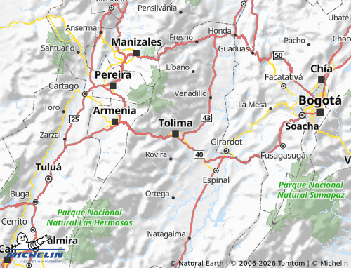 Carte MICHELIN Tolima - ViaMichelin
