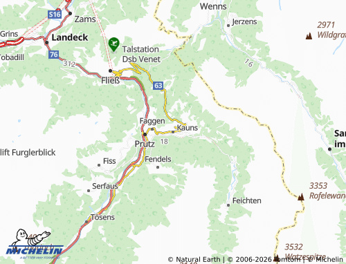 Mappa MICHELIN Kauns - ViaMichelin