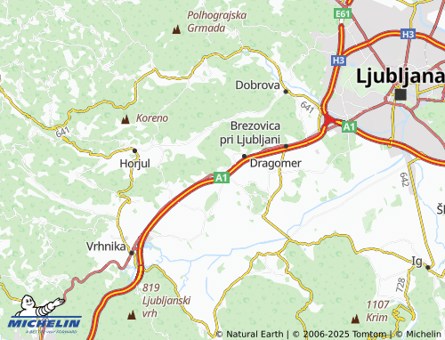 MICHELIN-Landkarte Log pri Brezovici - ViaMichelin