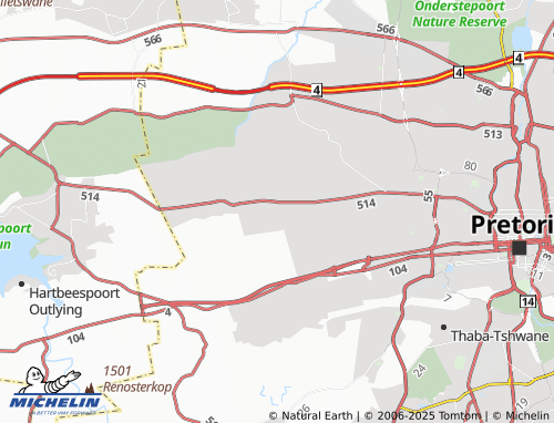 Mappa MICHELIN Pretoria NU - ViaMichelin