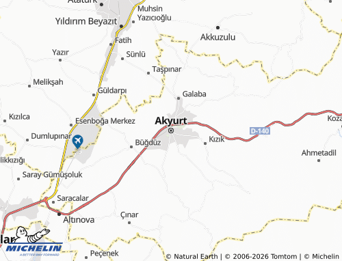Kaart MICHELIN Akyurt - ViaMichelin