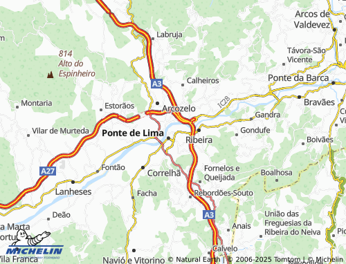 MICHELIN Ponte de Crasto map - ViaMichelin
