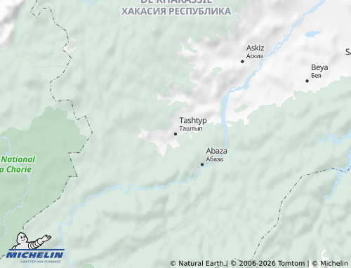 MICHELIN-Landkarte Taschtypski Rajon - ViaMichelin