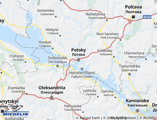 Mapa MICHELIN Kremenchutskyi raion - ViaMichelin