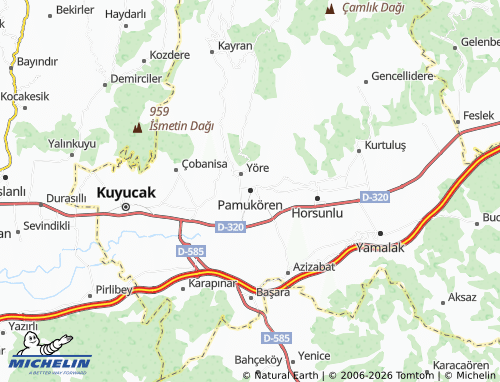 MICHELIN Pamukören map - ViaMichelin